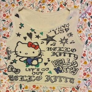 Hello Kitty Cream Tank Top with Red and Blue Accents